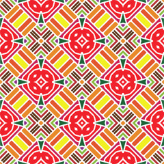 Vector geometric ornament in ethnic style. Seamless pattern with  abstract shapes, repeat tiles. Repeating pattern for decor, textile and fabric.