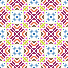 Vector geometric ornament in ethnic style. Seamless pattern with  abstract shapes, repeat tiles. Repeating pattern for decor, textile and fabric.