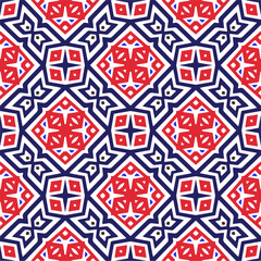 Vector geometric ornament in ethnic style. Seamless pattern with  abstract shapes, repeat tiles. Repeating pattern for decor, textile and fabric.