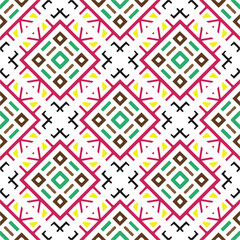 Vector geometric ornament in ethnic style. Seamless pattern with  abstract shapes, repeat tiles. Repeating pattern for decor, textile and fabric.