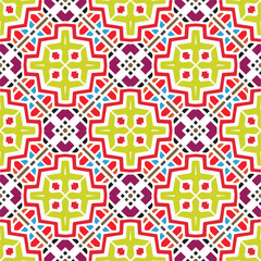 Vector geometric ornament in ethnic style. Seamless pattern with  abstract shapes, repeat tiles. Repeating pattern for decor, textile and fabric.