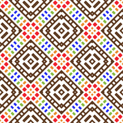 Vector geometric ornament in ethnic style. Seamless pattern with  abstract shapes, repeat tiles. Repeating pattern for decor, textile and fabric.