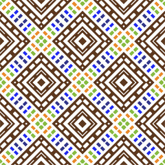 Vector geometric ornament in ethnic style. Seamless pattern with  abstract shapes, repeat tiles. Repeating pattern for decor, textile and fabric.