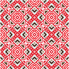 Vector geometric ornament in ethnic style. Seamless pattern with  abstract shapes, repeat tiles. Repeating pattern for decor, textile and fabric.