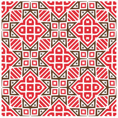 Vector geometric ornament in ethnic style. Seamless pattern with  abstract shapes, repeat tiles. Repeating pattern for decor, textile and fabric.