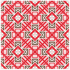 Vector geometric ornament in ethnic style. Seamless pattern with  abstract shapes, repeat tiles. Repeating pattern for decor, textile and fabric.