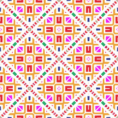 Vector geometric ornament in ethnic style. Seamless pattern with  abstract shapes, repeat tiles. Repeating pattern for decor, textile and fabric.