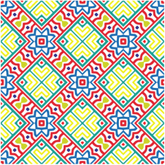 Vector geometric ornament in ethnic style. Seamless pattern with  abstract shapes, repeat tiles. Repeating pattern for decor, textile and fabric.