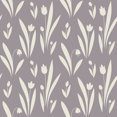 Spring flowers seamless vector pattern. Cute small flowers and leaves background, girly textile print