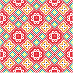 Vector geometric ornament in ethnic style. Seamless pattern with  abstract shapes, repeat tiles. Repeating pattern for decor, textile and fabric.