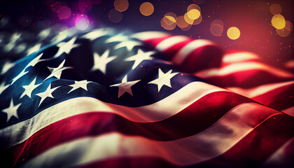 US Flag, bokeh background. generative ai