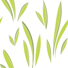 Floral leaf seamless pattern. Spring grass leaves vector background, flower herb textile print, bamboo grass brunches