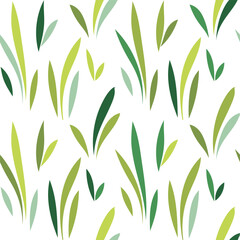 Floral leaf seamless pattern. Spring grass leaves vector background, flower herb textile print, bamboo grass brunches