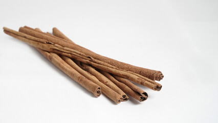 cinnamon sticks on white background