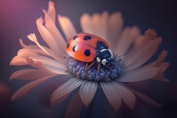 Ladybug on a flower. Generative AI