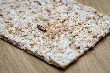 crispbread infested with food moth and associated caterpillar