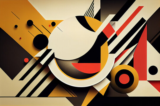 Abstract bauhaus background minimal geometric style with geometry figures and shapes circle, triangle, square. Human psychology and mental health concept illustration.