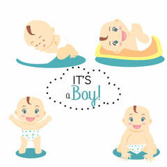 Cute baby set on white background it'a a boy