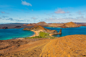 Galapagos Bartolome Island. Islas Galapagos nature travel landscape. Sullivan bay, east coast of...