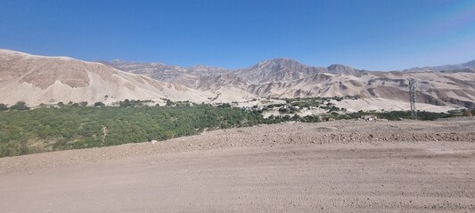 panorama of the mountains in winter
