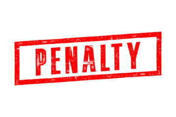 PENALTY red stamp text on white. Rubber Stamp.