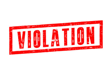 VIOLATION red stamp text on white. Rubber stamp.