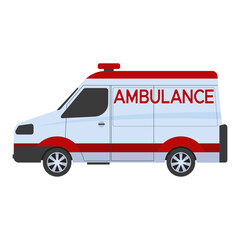 White ambulance car. Vector flat illustration
