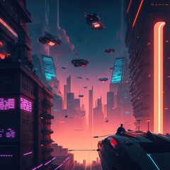 Naklejka premium Futuristic City