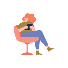 red head woman using tablet