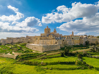 Fototapeta na wymiar Old capital of Malta, Mdina city, main church