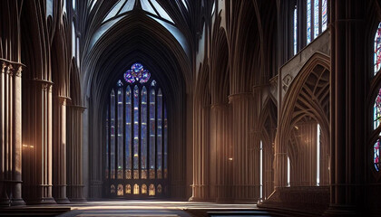  Gothic style cathedral featuring intricate carvings and stunning stained glass windows