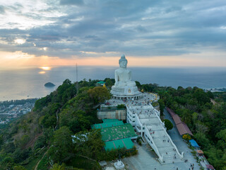 aerial photography scenery blue sky and blue sea at Phuket big Buddha. .aerial view Phuket Big Buddha is one of the island most important and revered landmarks on Phuket island..blue sky and blue sea  © Narong Niemhom