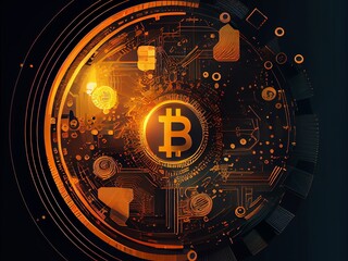 Bitcoin crypto currency, wallpaper business future exchange AI Generative