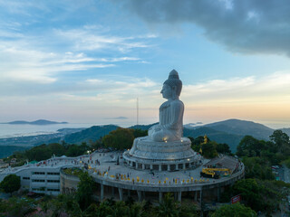 aerial photography scenery blue sky and blue sea at Phuket big Buddha. .aerial view Phuket Big Buddha is one of the island most important and revered landmarks on Phuket island..blue sky and blue sea  © Narong Niemhom
