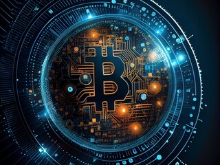 Bitcoin crypto currency, wallpaper business future exchange AI Generative