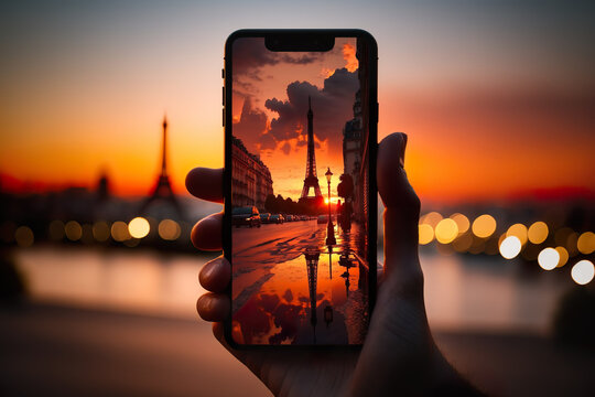 phone photo paris sunset