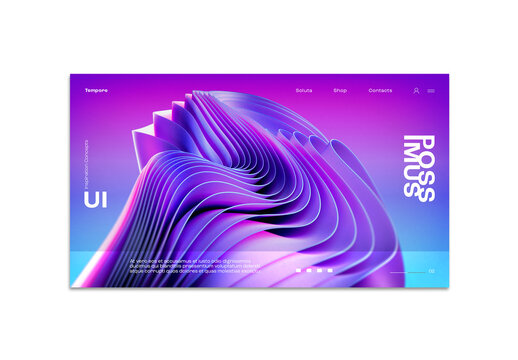 Web Ui Design Layout with 3D Abstract Form
