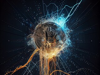 Bitcoin crypto currency, wallpaper business future exchange AI Generative