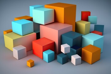 Image featuring solid blocks of color often used to create simple and modern visual that emphasizes color and form, concept of Abstraction and Minimalism, created with Generative AI technology