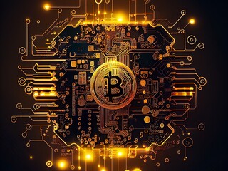 Bitcoin crypto currency, wallpaper business future exchange AI Generative