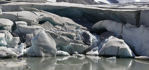 Melting and vanishing biggest glaciers in Italian Alps, Adamello Park