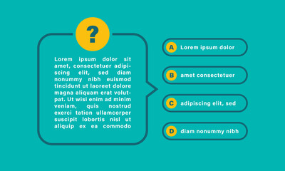 Intellectual quiz game with variants of answers. Design concept for test, exam, education and learning. Question and answers. Vector illustration
