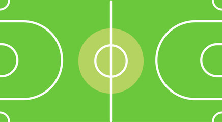 Green soccer football field with white lines for learning