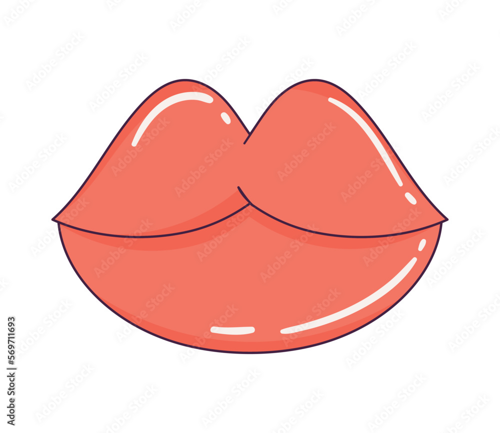 Sticker red lips retro style