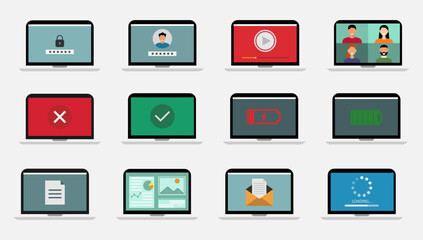 Color image of laptop. Vector illustration