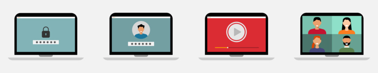 Color image of laptop. Vector illustration