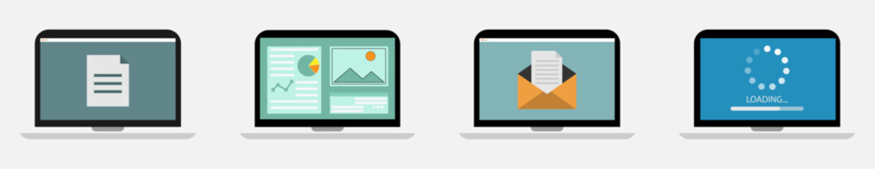 Color image of laptop. Vector illustration