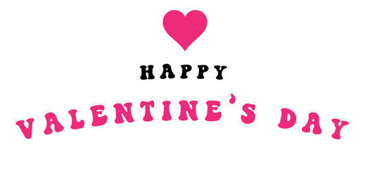 Happy Valentine's day pink vector. Happy Valentine's day pink text. Happy Valentine's day pink heart. Happy Valentine's day greeting text. 