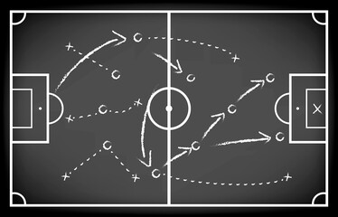 soccer strategy drawn with white chalk isolated 3d Illustration