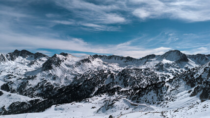 landscape of snowy mountains in the alps